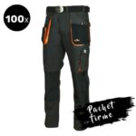 100x Pantaloni de lucru talie negru/portocaliu rezistent Strong