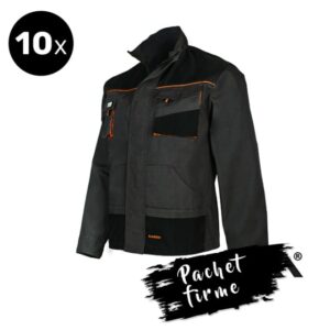 10x Jacheta de lucru negru/portocaliu rezistenta | pachet firme