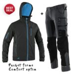 Costum de lucru confortabil: Jacheta Softshell si Pantaloni elastici