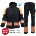 Costum de lucru iarna reflectorizant portocaliu: Geaca si Pantaloni captusiti