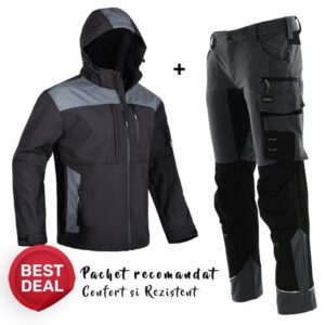Costum de lucru optim: Jacheta Softshell si Pantaloni elastici