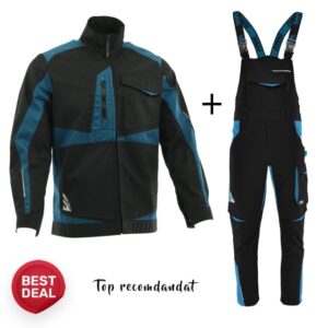 Costum salopeta santier Confortabil și funcțional | Negru-Petrol