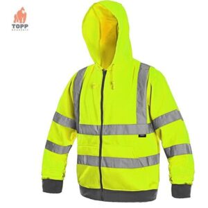 Hanorac reflectorizant cu gluga galben