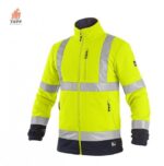 Jacheta fleece de iarna galbena cu benzi reflectorizante