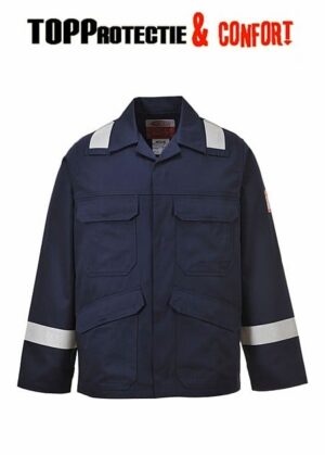 Jacheta ignifuga Bizflam Plus cu benzi reflectorizante