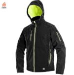 Jacheta softshell contrast negru cu gluga