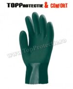 Mănuși de protecție din bumbac imersate dublu în polimer verde, cu o lungime de 27 cm