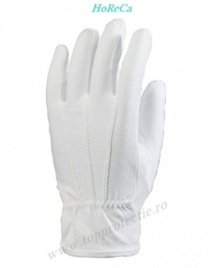 Manusi de protectie albe din bumbac cu picouri Elegante Horeca