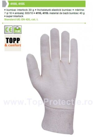 Manusi de protectie bumbac interlock 30 g 4100 4105 Top Calitate