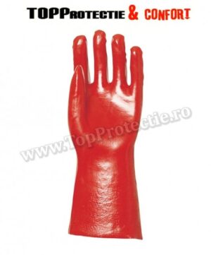 Manusi de protectie imersate in PVC rosu,rezistent la umiditate