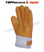Manusi din piele integrală de bovină, groasă, pentru lucrul cu ferăstrăul de lanț