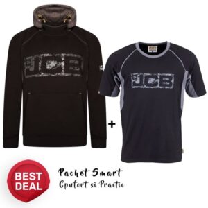 Pachet de lucru JCB: Hanorac gros și durabil + Tricou bumbac 100%