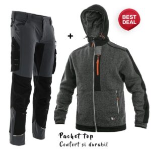 Pachet de lucru sezon rece: Hanorac fleece si Pantaloni ultra elastici