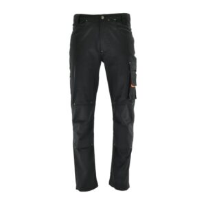 Pantaloni salopeta Flexibili | Mecanici auto | Negru-Portocaliu