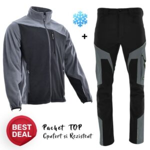 STOC LIMITAT -Costum de lucru iarna: Polar gros si Pantaloni de iarna Softshell