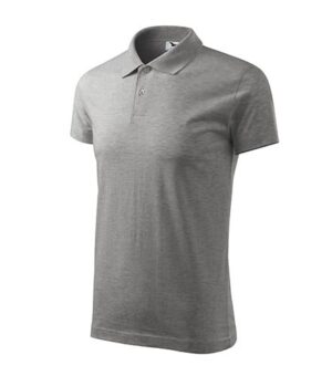 Tricou polo cu guler gri Single