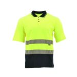 Tricou polo reflectorizant galben fluo bumbac-poliester